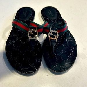 GUCCI GG WEB STRIP THONG SANDAL